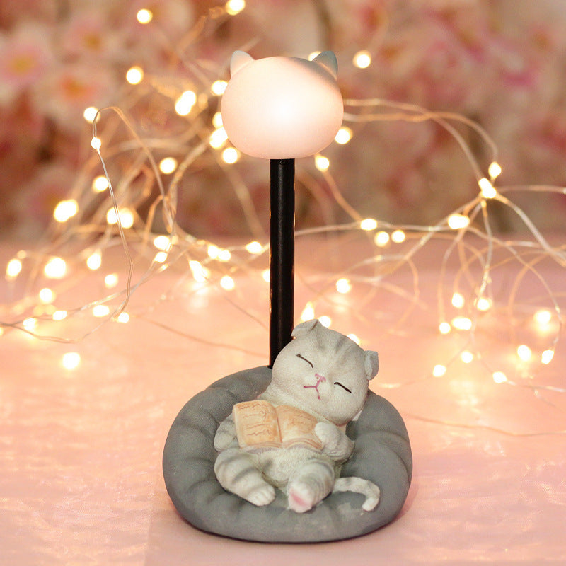 Ruxfy Cute Lazy Meow Ornaments with Light Night Light
