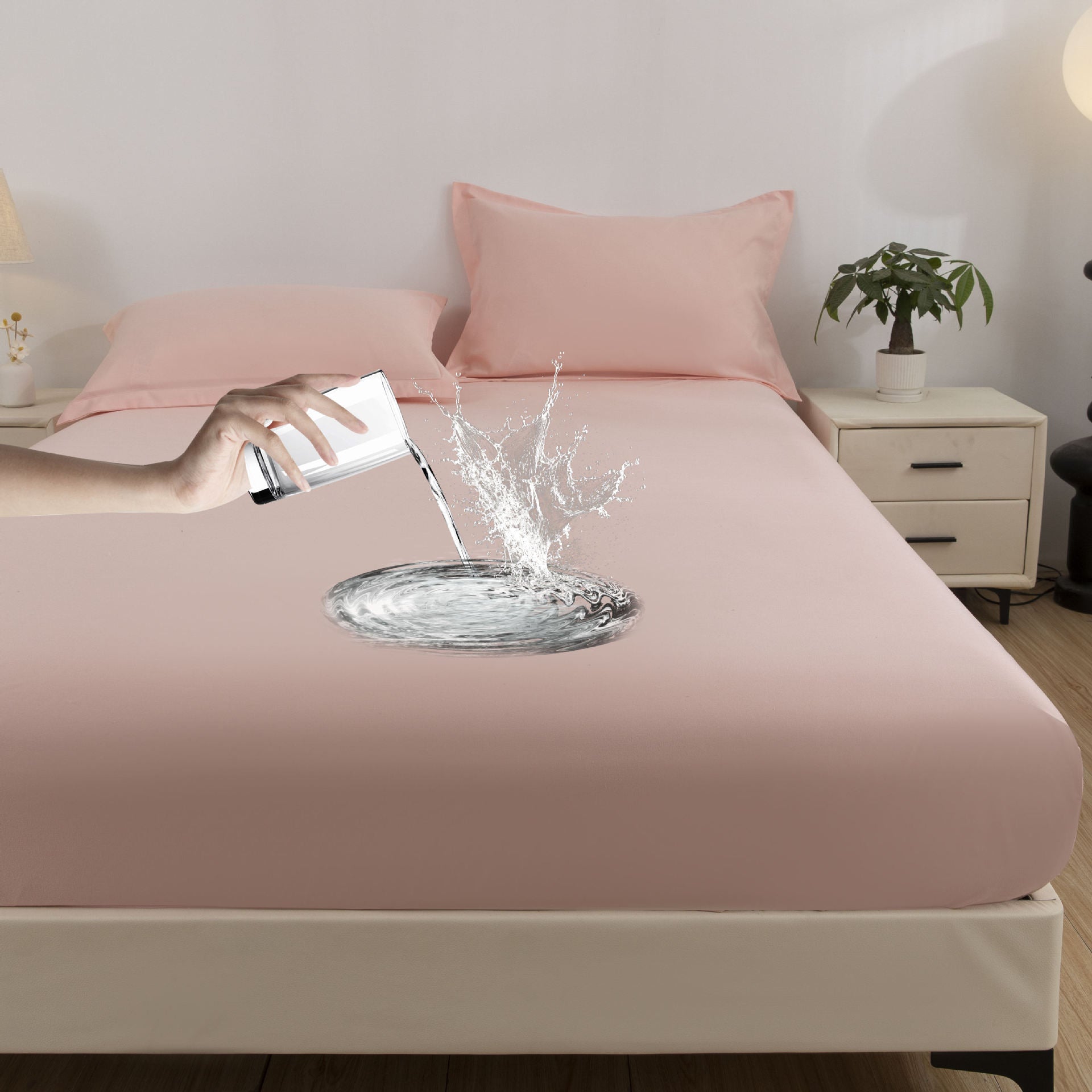 Ruxfy Solid Color Frosted Double Layer Waterproof Mattress Protective Cover – Skin-Friendly, Soft, Dustproof Bedding