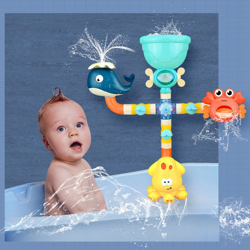 Ruxfy “Baby Bath Toys Water Game — Octopus / Crab Model Faucet Shower Water Spray Toy”.