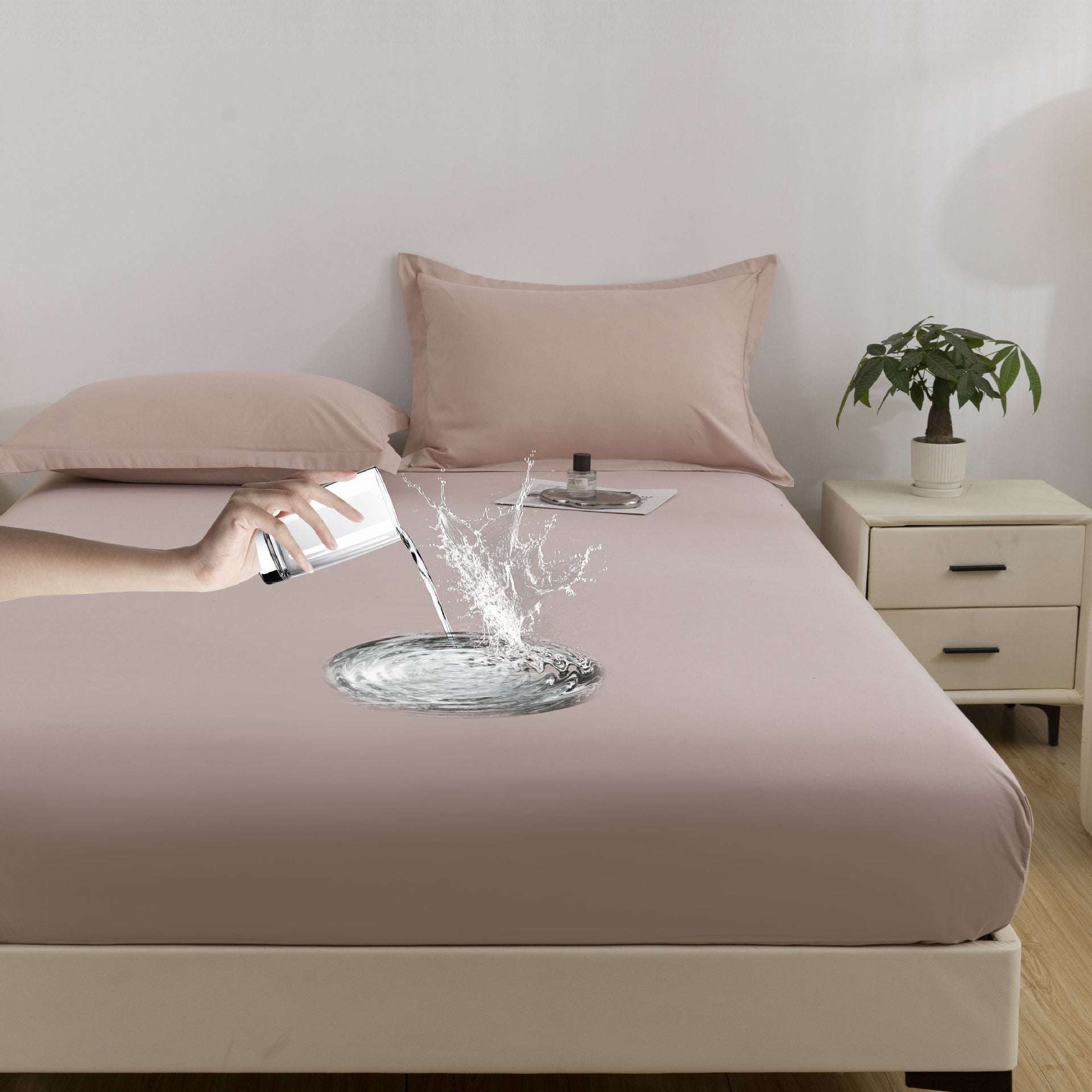 Ruxfy Solid Color Frosted Double Layer Waterproof Mattress Protective Cover – Skin-Friendly, Soft, Dustproof Bedding