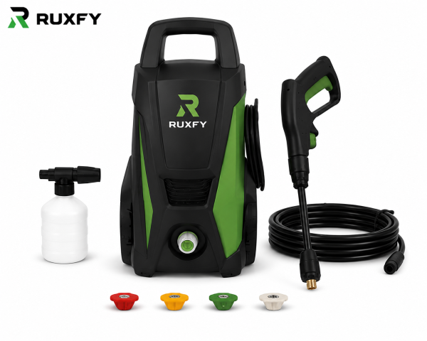 RUXFY CleanJet S1800 1800 PSI Compact Electric Pressure Washer with Spray Gun & Foam Bottle