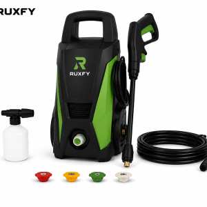 RUXFY CleanJet S1800 1800 PSI Compact Electric Pressure Washer with Spray Gun & Foam Bottle