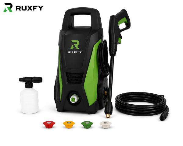 RUXFY CleanJet S1800 1800 PSI Compact Electric Pressure Washer with Spray Gun & Foam Bottle