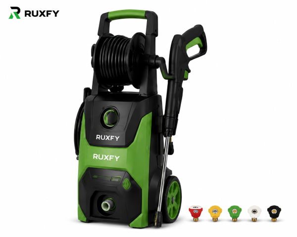 RUXFY PowerWash X2600 2600 PSI Electric Pressure Washer with Hose Reel & 5 Nozzle Tips