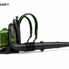 The RUXFY TurboJet E1800 Corded Electric Leaf Blower features a long directional blower tube, ergonomic handle, ventilated motor housing, and detachable concentrator nozzle for convenient everyday outdoor cleanup.