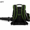 The RUXFY TurboJet E1800 Corded Electric Leaf Blower features a long directional blower tube, ergonomic handle, ventilated motor housing, and detachable concentrator nozzle for convenient everyday outdoor cleanup.