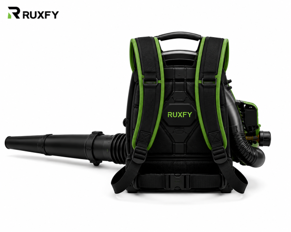 The RUXFY TurboJet E1800 Corded Electric Leaf Blower features a long directional blower tube, ergonomic handle, ventilated motor housing, and detachable concentrator nozzle for convenient everyday outdoor cleanup.